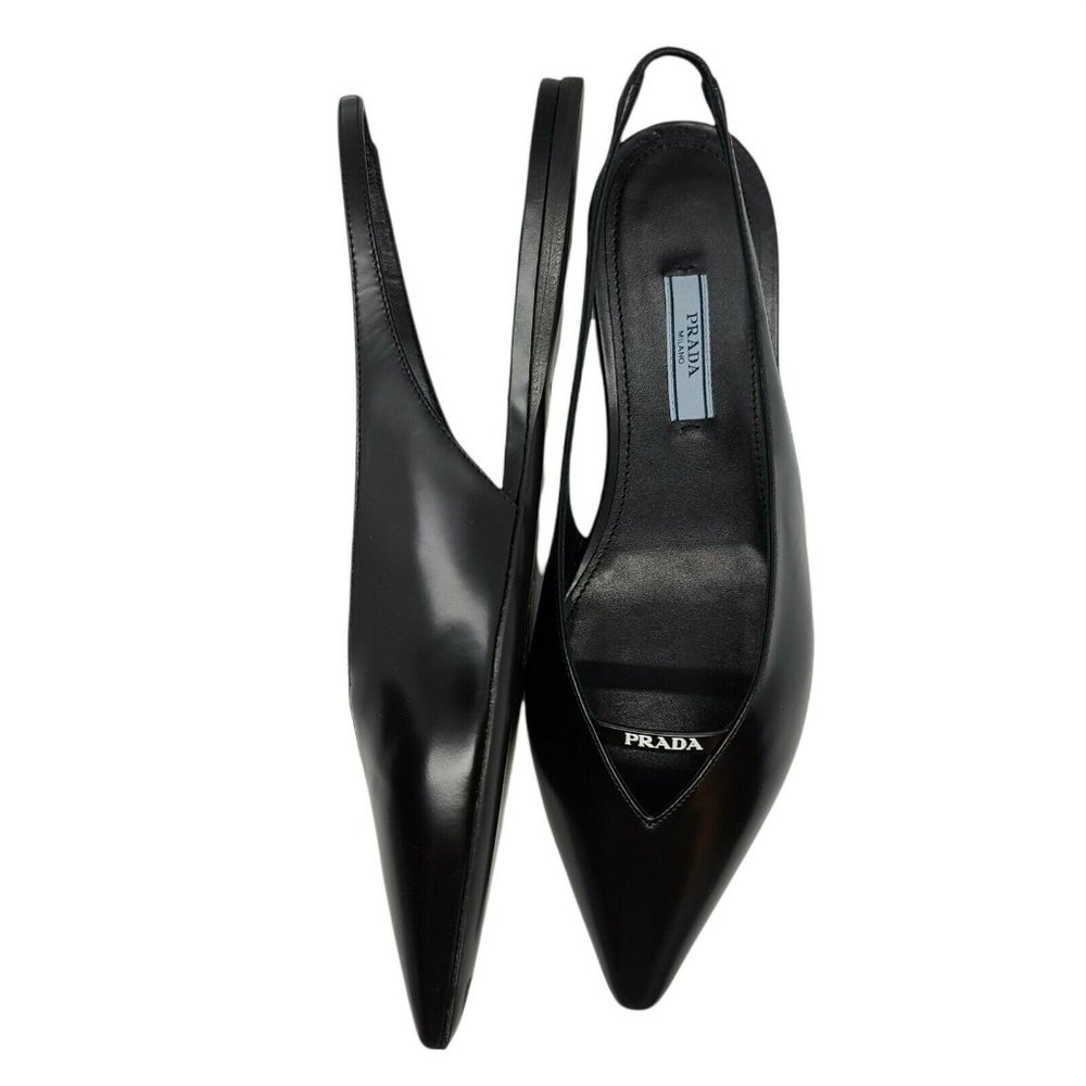 Prada Leather Pointy-Toe Slingback Flat 39 BNIB